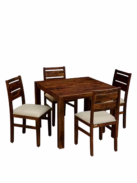RAMDOOT FURNITURE 4 SEATER DINING TABLE SET WITH CREAM CUSHION