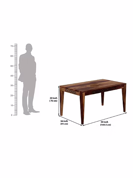 Ramdoot furniture 6 Seater Dining Table Set ( Teak finish)