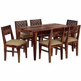 Ramdoot furniture 6 Seater Dining Table Set ( Teak finish)