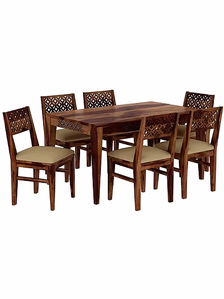 Ramdoot furniture 6 Seater Dining Table Set ( Teak finish)