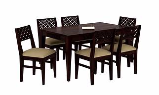 Ramdoot furniture 6 Seater Dining Set (walnut finish)