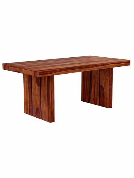 Ramdoot furniture 6 Seater Dining Table Set with cream cushion ( Honey finish)