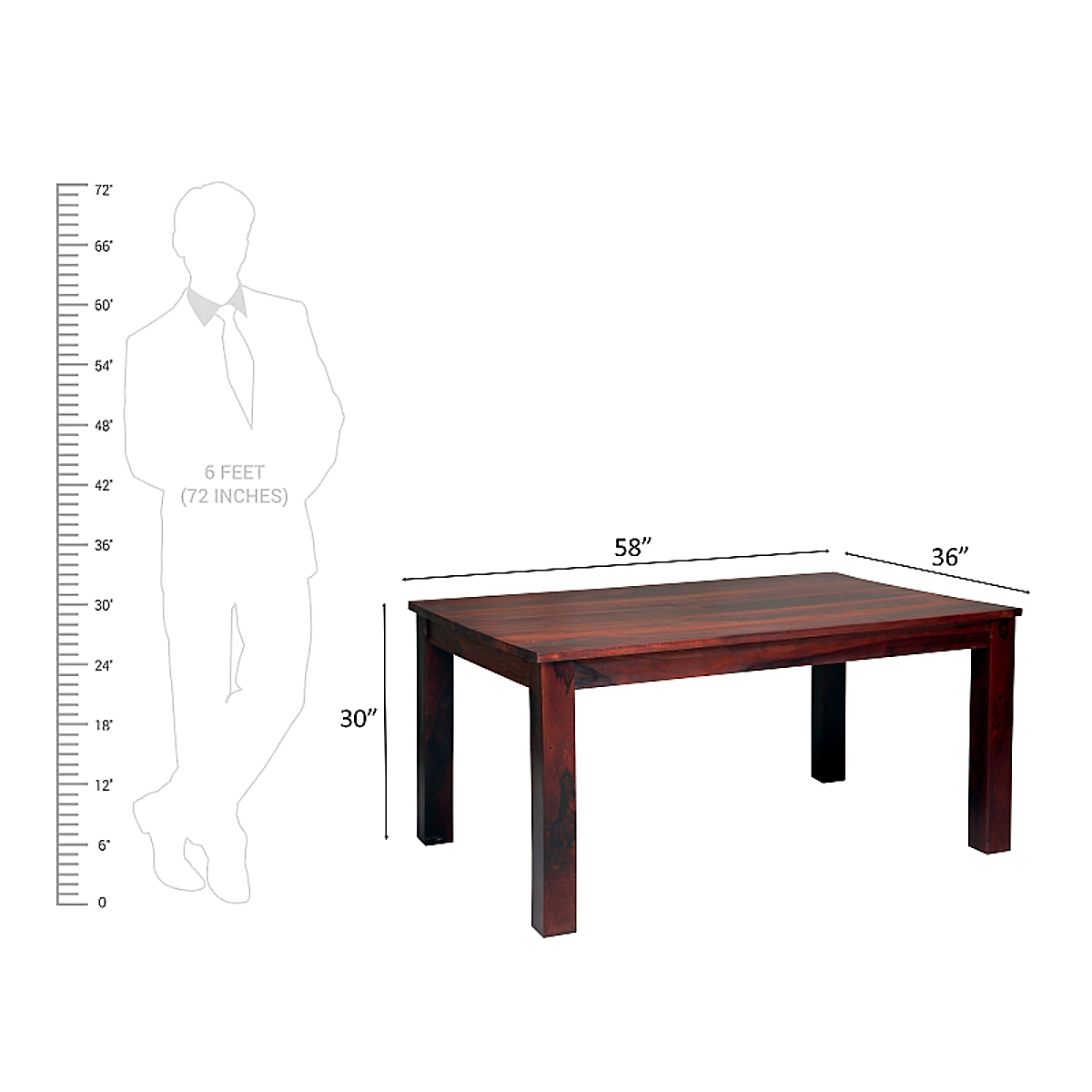 Six seater dining discount table size in feet