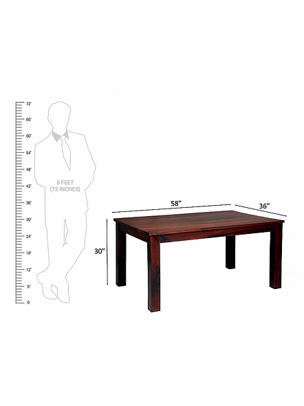 Ramdoot furniture 6 Seater Dining Table Set with cream cushion ( Honey finish)