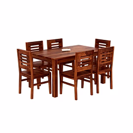 Ramdoot furniture 6 Seater Dining Table Set ( Honey finish)