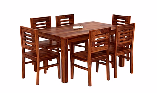 Ramdoot furniture 6 Seater Dining Table Set ( Honey finish)