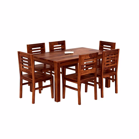 Ramdoot furniture 6 Seater Dining Table Set ( Honey finish)
