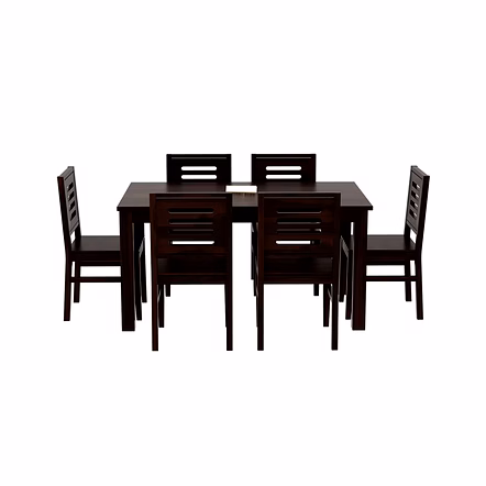 Ramdoot furniture 6 Seater Dining Table Set ( Walnut finish)
