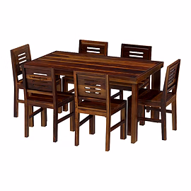 Ramdoot furniture 6 Seater Dining Table Set ( Honey finish)