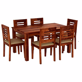 Ramdoot furniture 6 Seater Dining Table Set ( Honey finish)