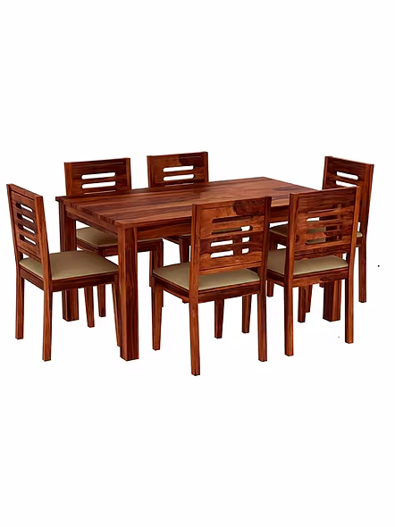 Ramdoot furniture 6 Seater Dining Table Set ( Honey finish)