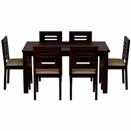Ramdoot furniture 6 Seater Dining Table Set ( Walnut finish)