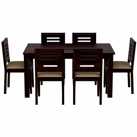 Ramdoot furniture 6 Seater Dining Table Set ( Walnut finish)