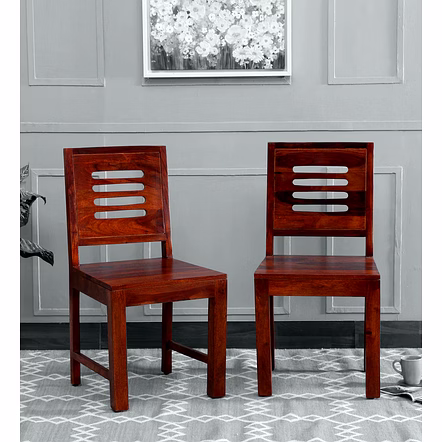 Ramdoot furniture Solid Wood Dining Chair (Set Of 2) In Honey Oak Finish