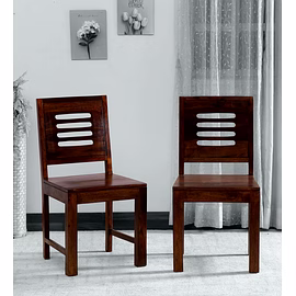 Ramdoot furniture Solid Wood Dining Chair (Set Of 2) In Warm Chestnut Finish