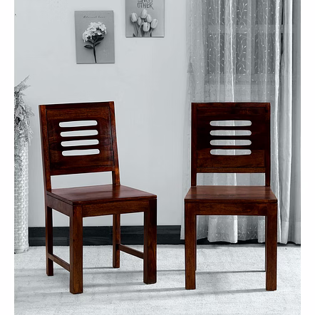 Ramdoot furniture Solid Wood Dining Chair (Set Of 2) In Warm Chestnut Finish