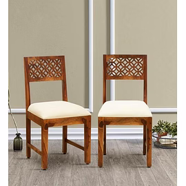 Ramdoot furniture Solid Wood Dining Chairs (Set Of 2) In Honey Oak Finish