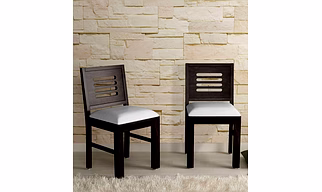 Ramdoot furniture Solid Wood Dining Chairs (Set Of 2) In walnut Finish