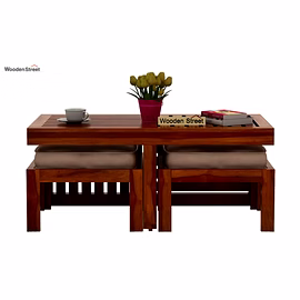 Ramdoot furniture Solid Wood Nesting Coffee Table Set In Teak Finish