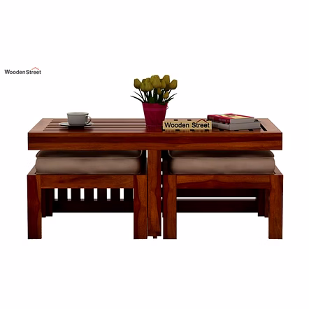 Ramdoot furniture Solid Wood Nesting Coffee Table Set In Teak Finish