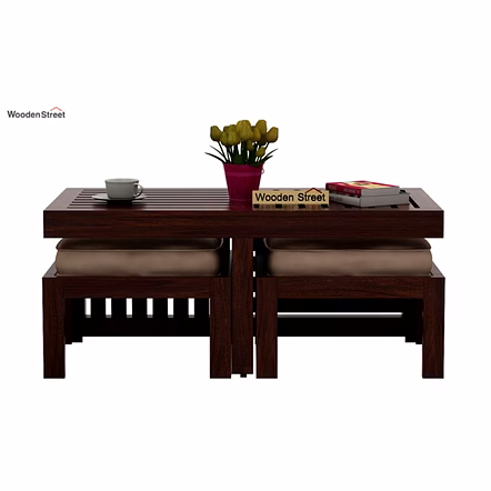 Ramdoot furniture Solid Wood Nesting Coffee Table Set In Provincial Teak Finish