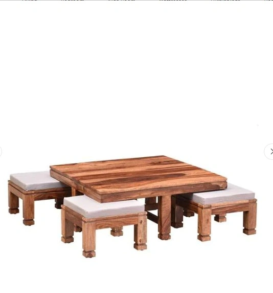 Ramdoot furniture Solid Wood Nesting Coffee Table Set In Teak Finish-COF-676