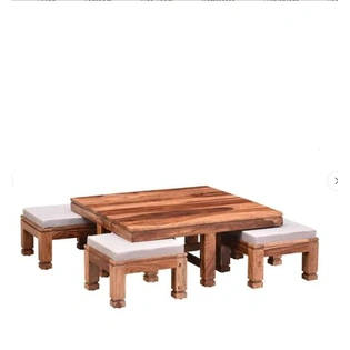 Ramdoot furniture Solid Wood Nesting Coffee Table Set In Teak Finish