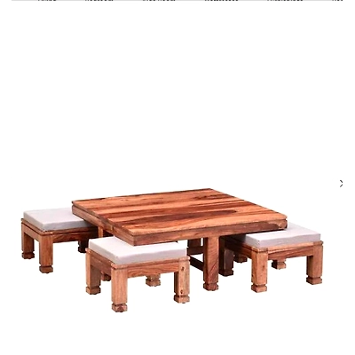 Ramdoot furniture Solid Wood Nesting Coffee Table Set In Teak Finish