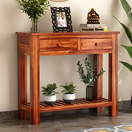 Ramdoot furniture Solid Wood Console Table In teak Finish