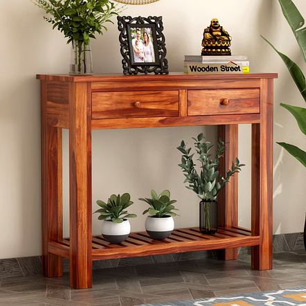 Ramdoot furniture Solid Wood Console Table In teak Finish