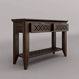 Ramdoot furniture Solid Wood Console Table In Rustic Teak Finish