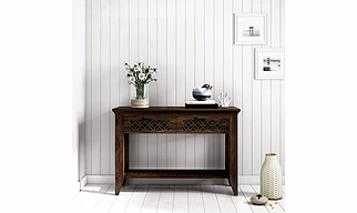 Ramdoot furniture Solid Wood Console Table In Rustic Teak Finish