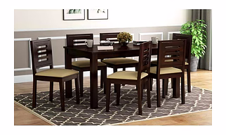 Ramdoot furniture 6 Seater Dining Table Set ( Walnut finish)