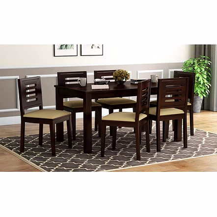 Ramdoot furniture 6 Seater Dining Table Set ( Walnut finish)