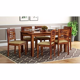 Ramdoot furniture 6 Seater Dining Table Set ( honey finish) 1