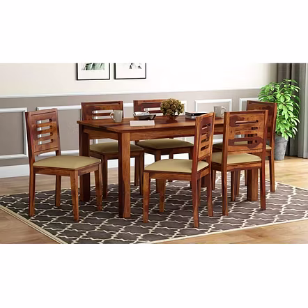 Ramdoot furniture 6 Seater Dining Table Set ( honey finish) 1