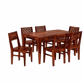 RAMDOOT FURNITURE 6 SEATER DINING TABLE SET ( HONEY FINISH)