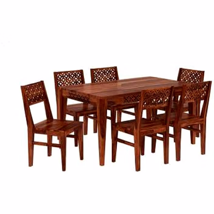 RAMDOOT FURNITURE 6 SEATER DINING TABLE SET ( HONEY FINISH)