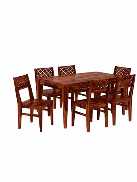 RAMDOOT FURNITURE 6 SEATER DINING TABLE SET ( HONEY FINISH)