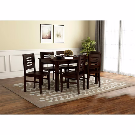 Ramdoot furniture 6 Seater Dining Table Set ( Walnut finish)
