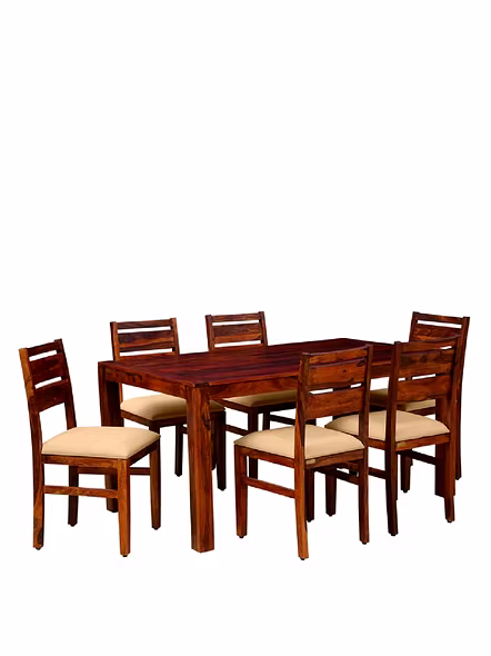Ramdoot furniture 6 Seater Dining Table Set ( Honey finish)