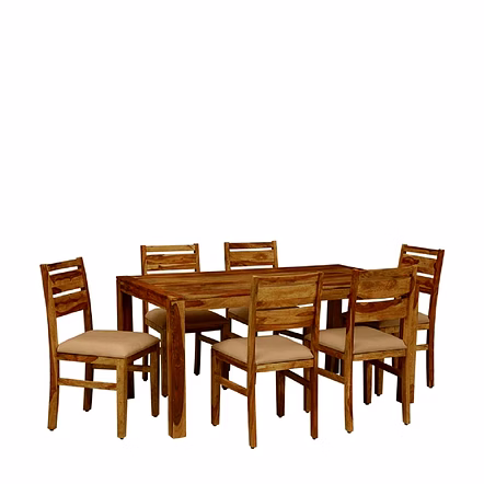 Ramdoot furniture 6 Seater Dining Table Set ( Teak finish)