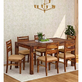 Ramdoot furniture 6 Seater Dining Table Set ( Teak finish)