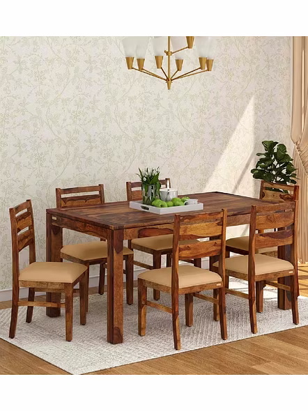 Ramdoot furniture 6 Seater Dining Table Set ( Teak finish)