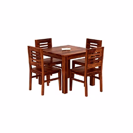 RAMDOOT FURNITURE 4 SEATER DINING TABLE SET ( Honey Finish)