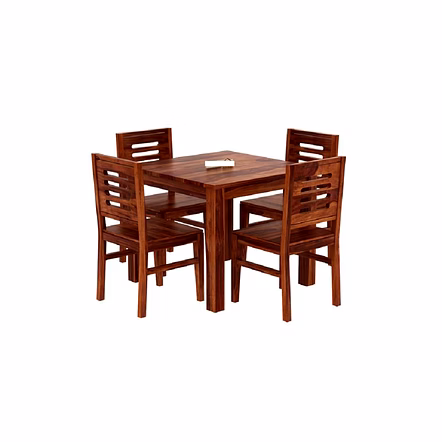 RAMDOOT FURNITURE 4 SEATER DINING TABLE SET ( Honey Finish)
