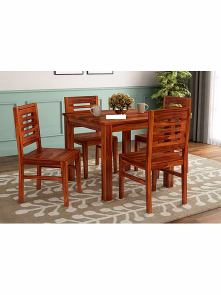 RAMDOOT FURNITURE 4 SEATER DINING TABLE SET ( Honey Finish)