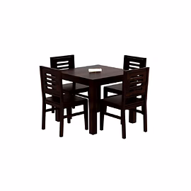 RAMDOOT FURNITURE 4 SEATER DINING TABLE SET ( Walnut Finish)