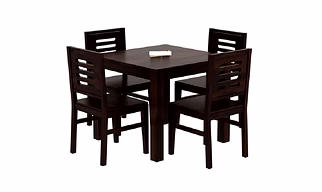 RAMDOOT FURNITURE 4 SEATER DINING TABLE SET ( Walnut Finish)
