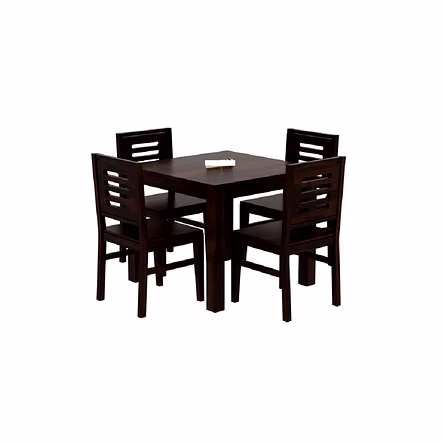 RAMDOOT FURNITURE 4 SEATER DINING TABLE SET ( Walnut Finish)
